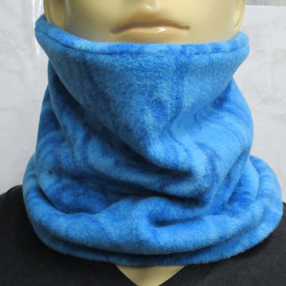 Tie Dye Fleece Neck Warmer: Blue Watercolor Scarf Tube - Picture 1 of 10